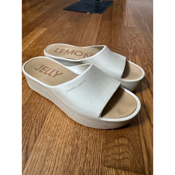 Lemon Jelly Shoes - Lemon Jelly Women's Cream Platform Slide Sandals - Minimal Slide
